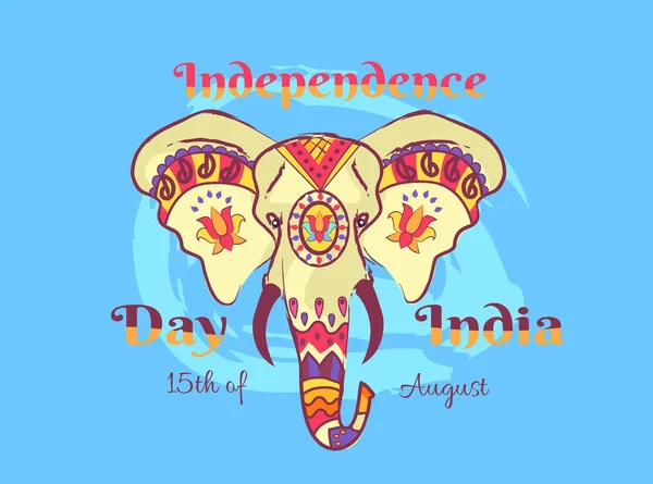 Affiche du Jour de l'indépendance de l'Inde avec éléphant — Image vectorielle