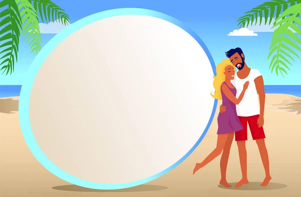 Cadre pour photo avec couple sur la plage tropicale — Image vectorielle