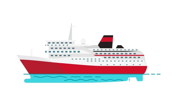 Spaziosa nave da crociera di lusso e grande vapore rosso — Vettoriale Stock