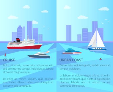 Cruise ve tekneler ile kentsel sahil kapları