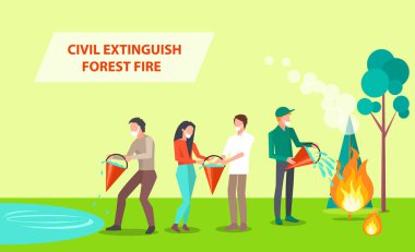 Sivil orman yangın illüstrasyon söndürmek