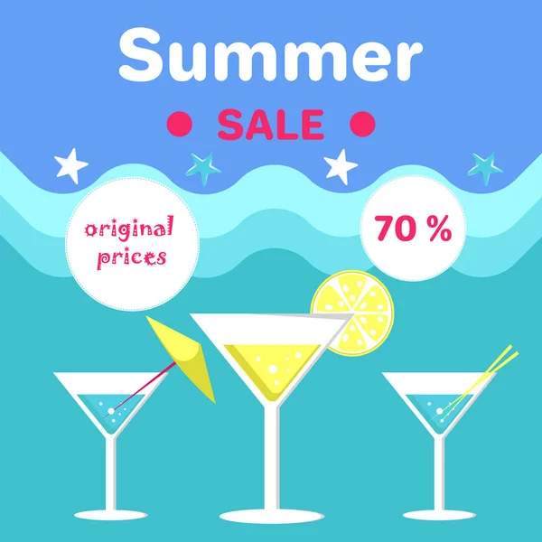 Summer Sale Poster with Holiday Discount Vector — Stock Vector