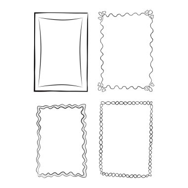 Siyah ve beyaz çerçeve illüstrasyonlar Set özetlenen