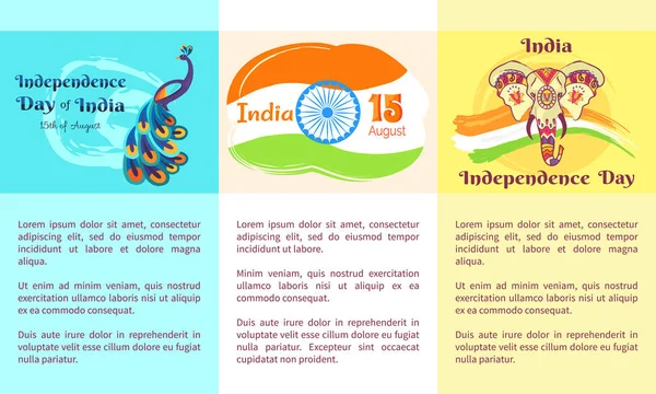 Jour de l'indépendance de l'Inde Collection d'affiches — Image vectorielle
