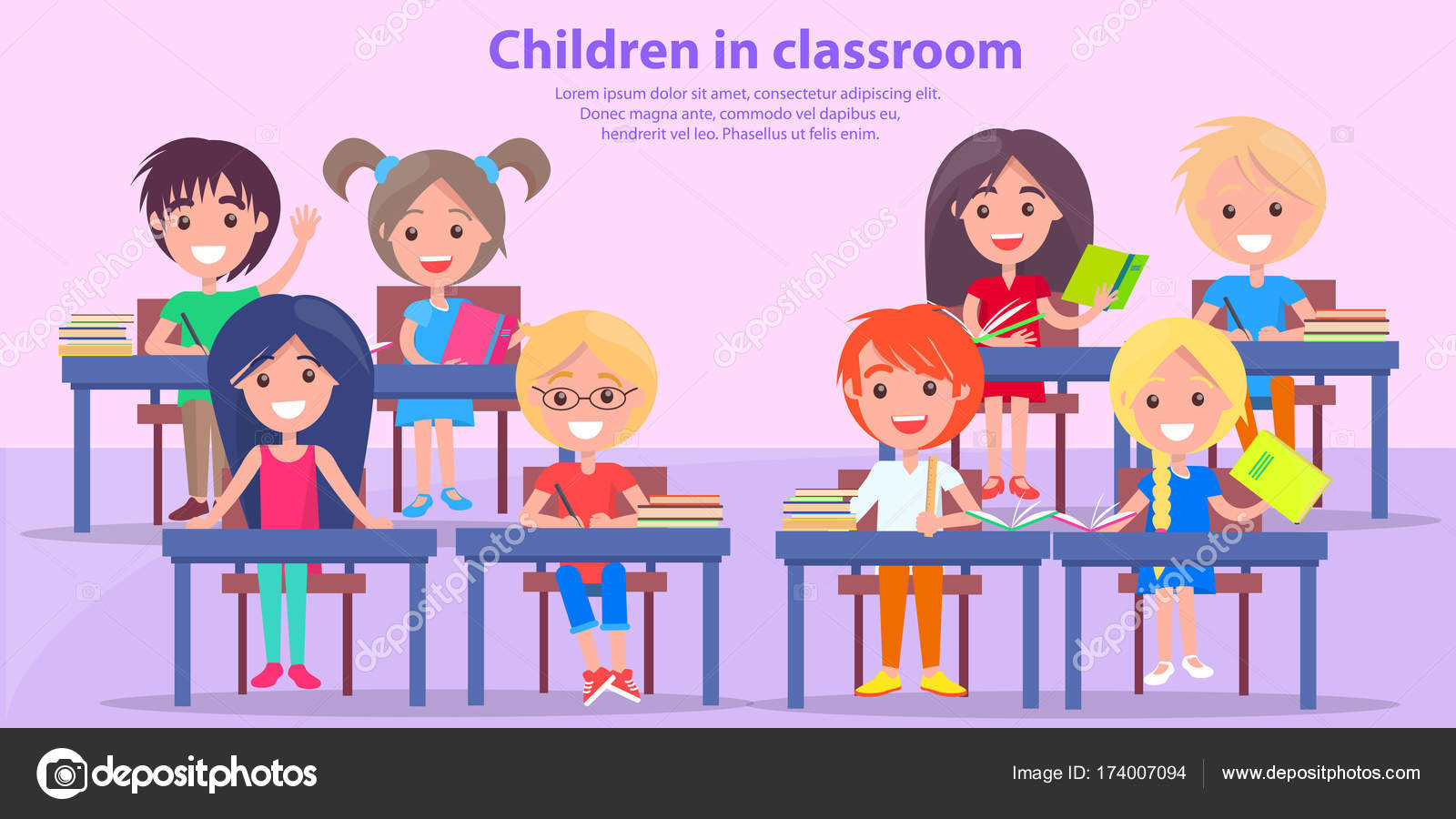 ベクター イラストを勉強する教室の子供たち ストックベクター C Robuart