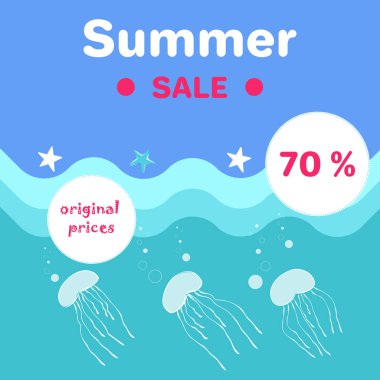 Yaz Satılık Poster karikatür Jellyfishes