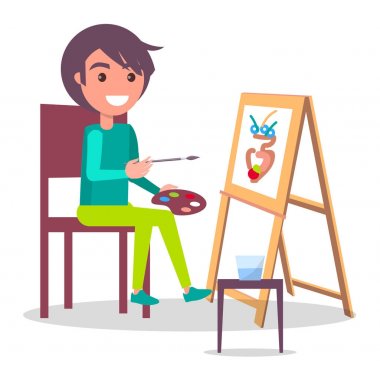 Kız çizim vazo vektör yaratıcılık Poster