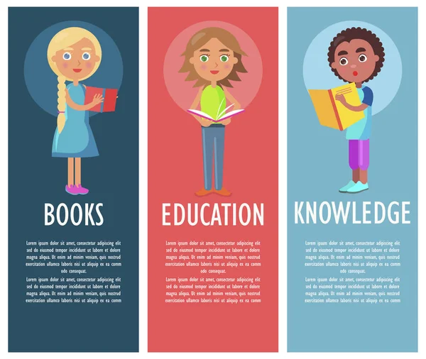 Läsa bok ger ny kunskap och utbildning — Stock vektor