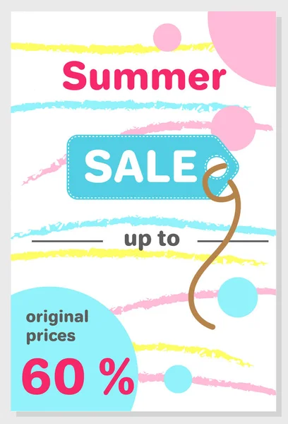 Summer Sale Poster with 60 Discount off Vector — Stock Vector