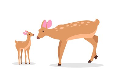 Ormanda izole karikatür illüstrasyon ailesinde geyik