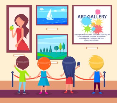 Çocuk ziyaret Sanat Galerisi ve resimlere bak
