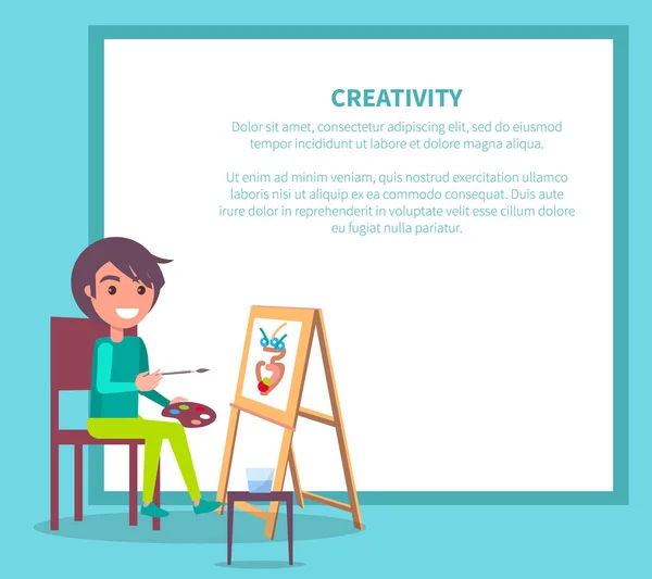 Cartel de creatividad con jarrón de dibujo de chica Vector — Vector de stock
