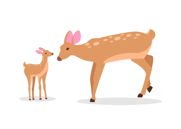 Hirschfamilie im Wald isolierte Zeichentrickillustration — Stockvektor