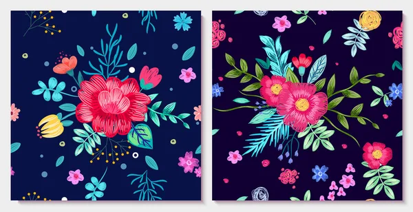 Ornamentale floralen Hintergrund mit bunten Blumen — Stockvektor