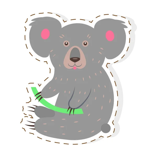 Niedlichen Koala Cartoon flachen Vektor Aufkleber oder Symbol — Stockvektor