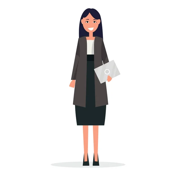 Businesswoman in White Blouse and Black Skirt Suit — Stock Vector