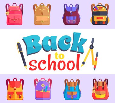 Geri benim okul karikatür tarzı açýsýndan çanta ile