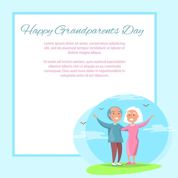 幸せな祖父母の日カップル一緒にアウトドア — ストックベクタ