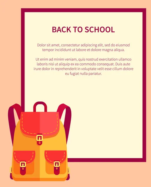 Bannière de retour à l'école avec place pour sac à dos texte — Image vectorielle