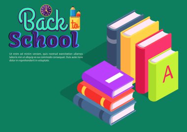 Kitap vektör yığını ile okul Poster geri