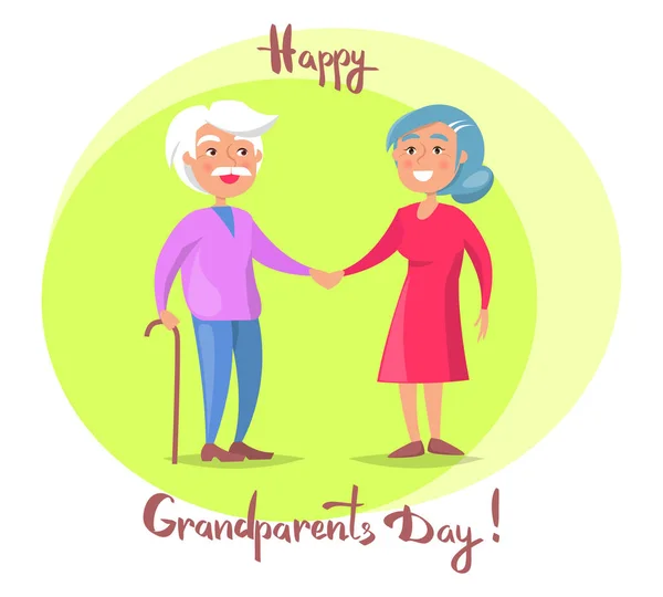 幸せな祖父母の日先輩カップルが一緒に歩く — ストックベクタ