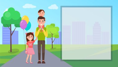 Baba ve çocuk açık vektör çizim