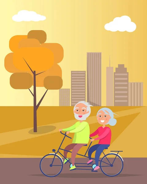 Happy dospělý pár spolu jízda na kole — Stockový vektor
