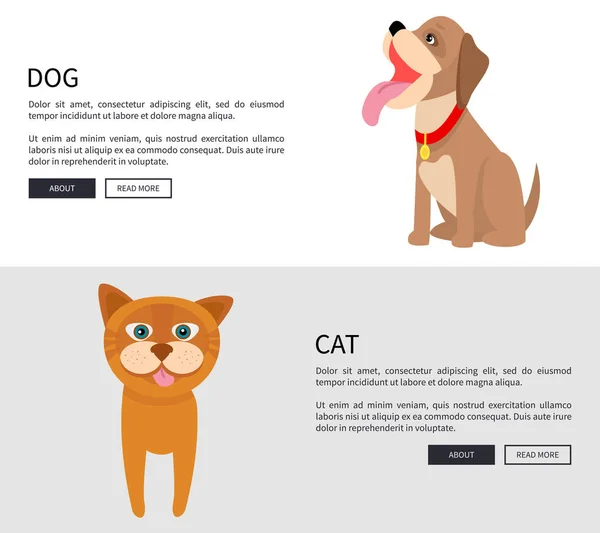 Hund och katt konceptuella Banner vektorillustration — Stock vektor