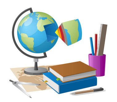 Coğrafya ders ilişkili öğeleri çizgi film dünya