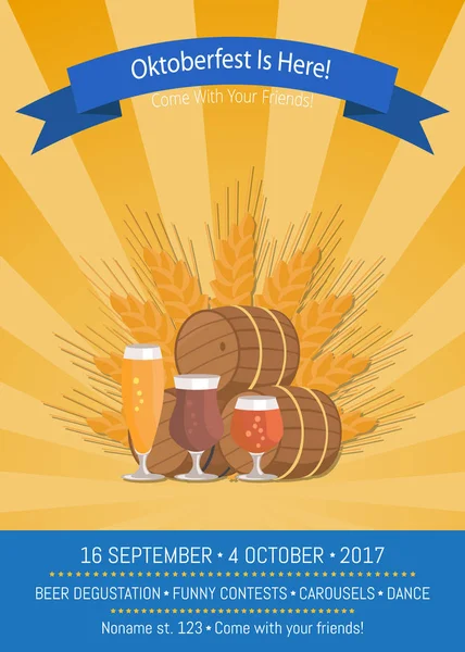 Oktoberfest está aquí 2017 ilustración vectorial — Archivo Imágenes Vectoriales