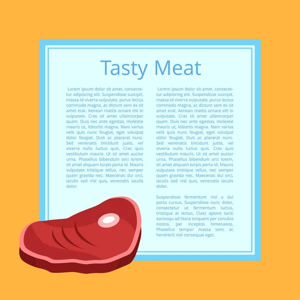 Gustoso poster di carne con illustrazione vettoriale di testo — Vettoriale Stock