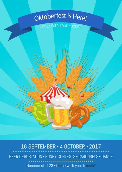 Oktoberfest jest tutaj 2017 wektor ilustracja — Wektor stockowy