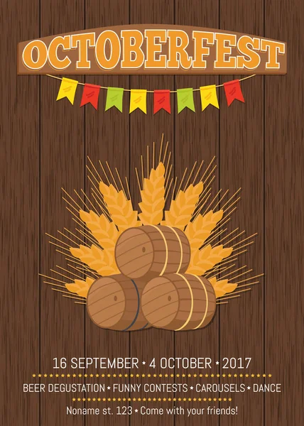 Octubrefestival Oktoberfest Poster promocional Vector — Archivo Imágenes Vectoriales