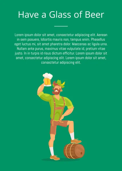 Kieliszek piwo plakat z mężczyzną, picie, tekst — Wektor stockowy