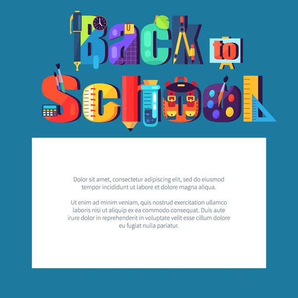 Hát-hoz iskola poszter hely a keretben szöveg — Stock Vector
