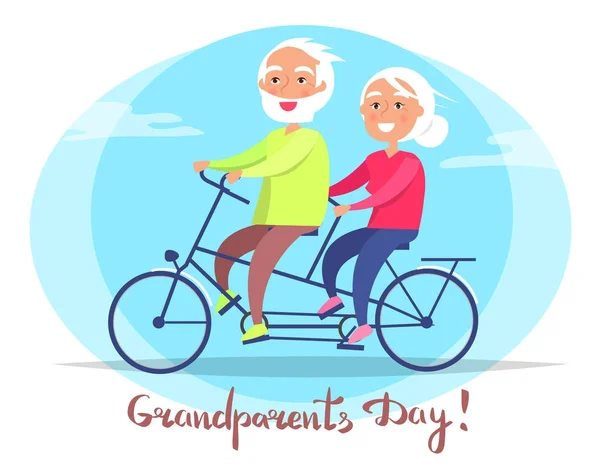 Grandparents Day Senior Couple on Bicycle Vector — Stock Vector