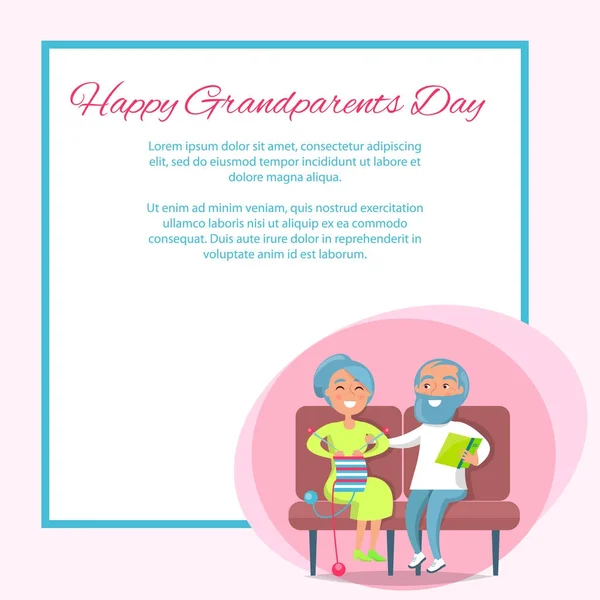 幸せな祖父母の日先輩カップルが一緒に座ってください。 — ストックベクタ