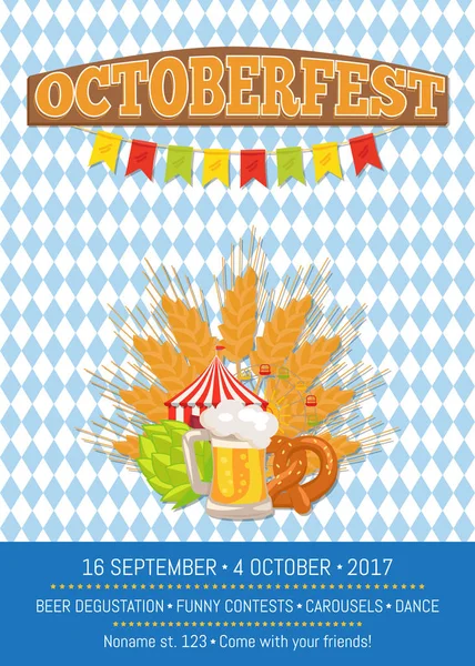 Octubrefestival Oktoberfest Poster promocional Vector — Archivo Imágenes Vectoriales