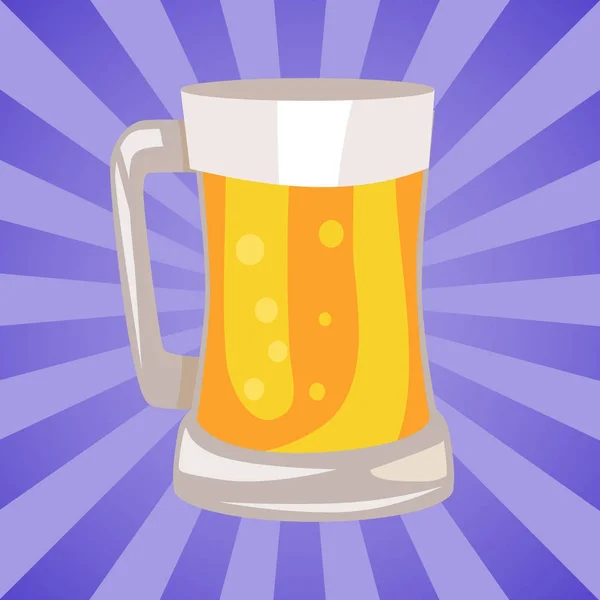 Mug of Light Beer Vector Illustration Terisolasi - Stok Vektor