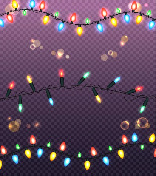 Illustration lumineuse colorée de lumières de Noël — Image vectorielle