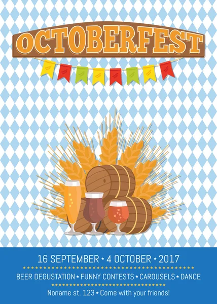 Octubrefestival Oktoberfest Poster promocional Vector — Archivo Imágenes Vectoriales