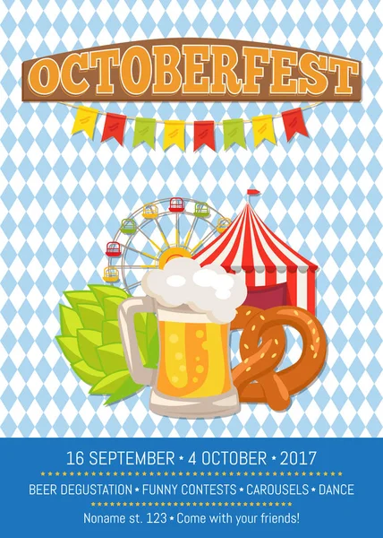 Octubrefestival Oktoberfest Poster promocional Vector — Archivo Imágenes Vectoriales