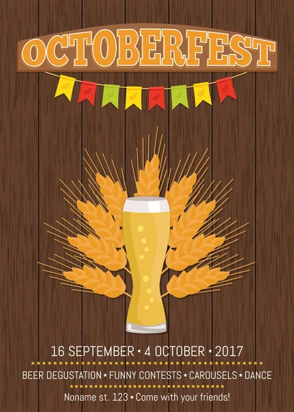 Octoberfest Creative plakát informace dovolená — Stockový vektor