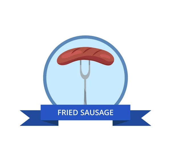 Логотип жареной колбасы с традиционными немецкими закусками — стоковый вектор