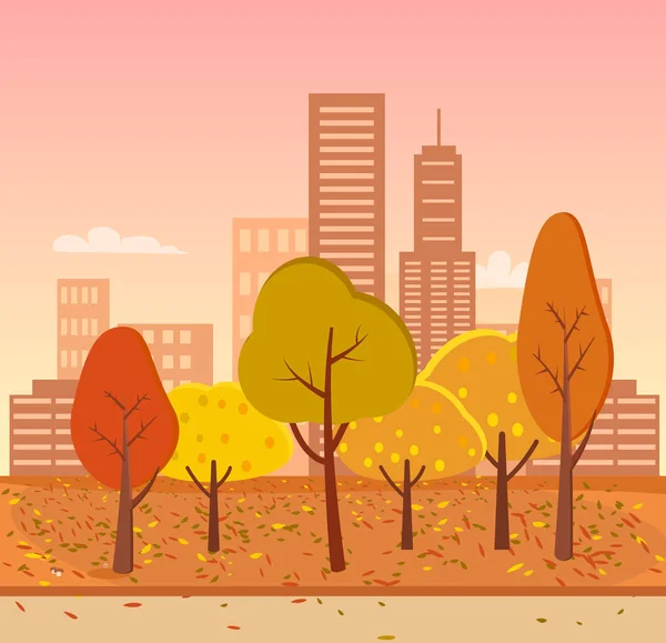 Autumn Park Represented on Vector Illustration — Stock Vector