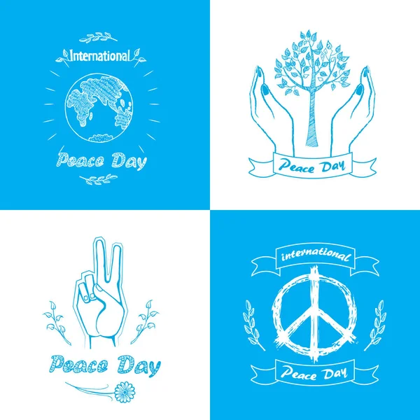 Set of Posters for International Peace Day Vector — Stock Vector