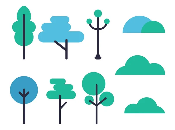 Set of Tree Icons Vector Illustration on White — Stock Vector