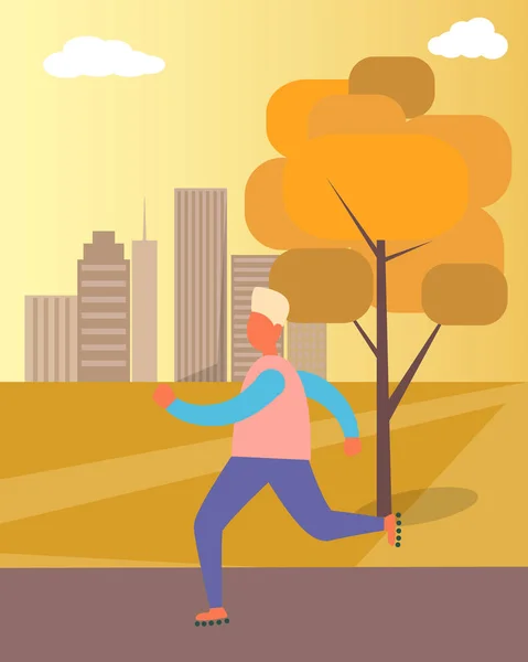 Skeeleren Man in Park vectorillustratie — Stockvector