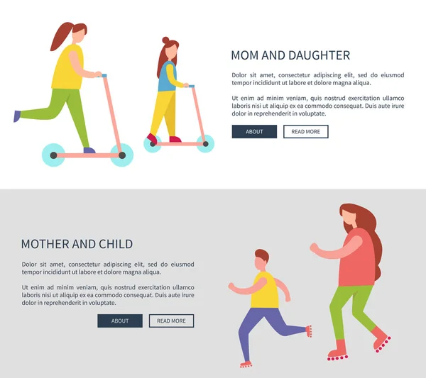 Moeder en dochter en kind vectorillustratie — Stockvector