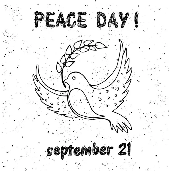 小枝のベクトル図と平和の鳩 — ストックベクタ